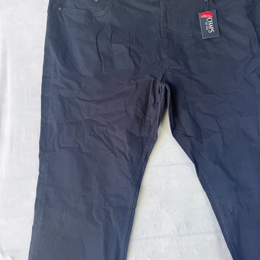 Chaps Chino Pants Mens 50x30 Navy Blue Cotton Stretch Slim Fit Straight Leg